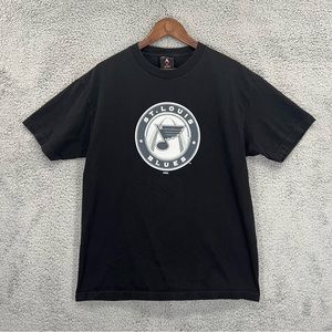 St. Louis Blues Graphic T-Shirt NHL Hockey 100% Cotton Black Men Sz Large